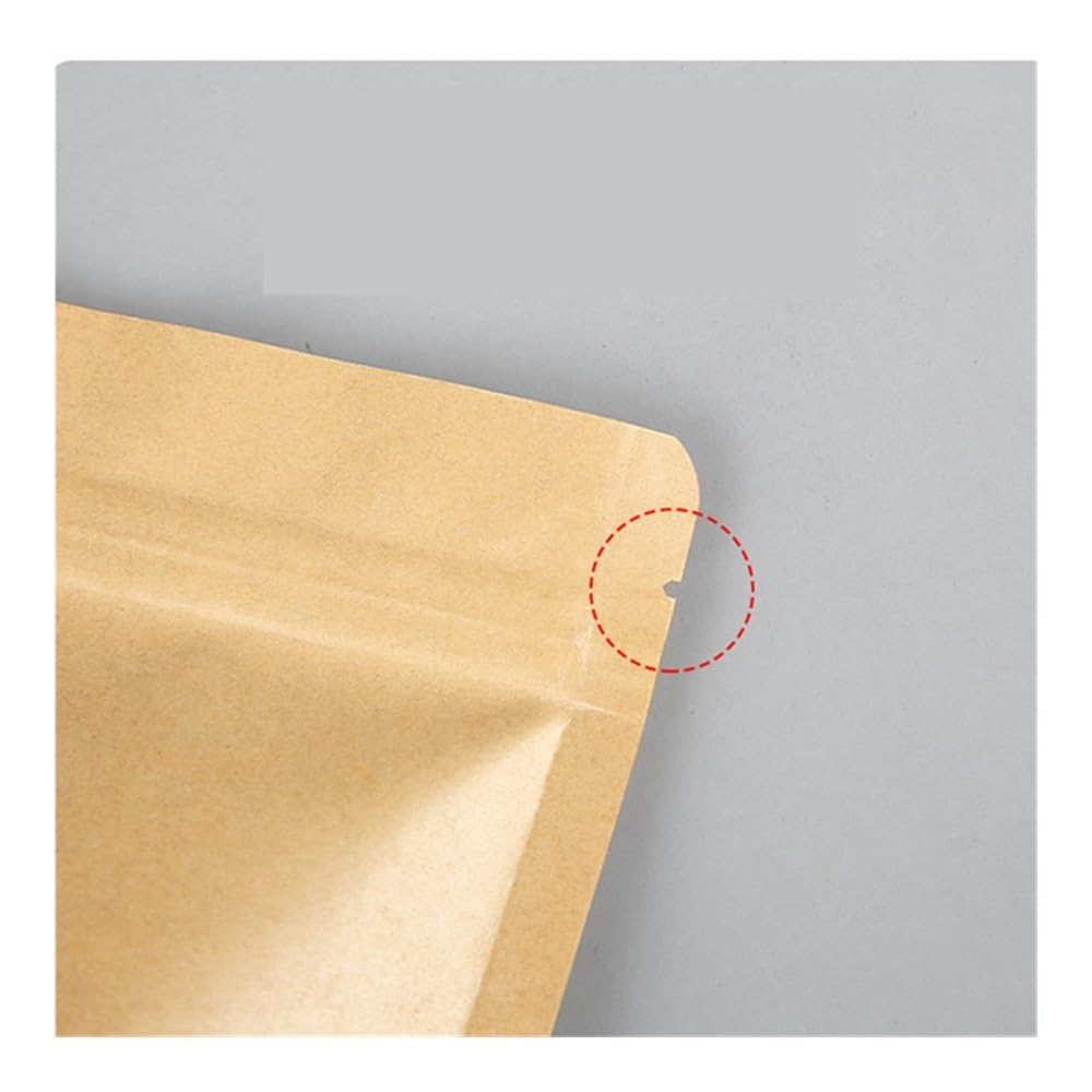 50 sacchetti in carta kraft opaca con cerniera, riutilizzabili, autosigillanti, per caramelle, pane, biscotti, biscotti, 16 x 23 cm, 9 x 14, 10 x 15 15 15 x 22 cm, 18 x 26 cm