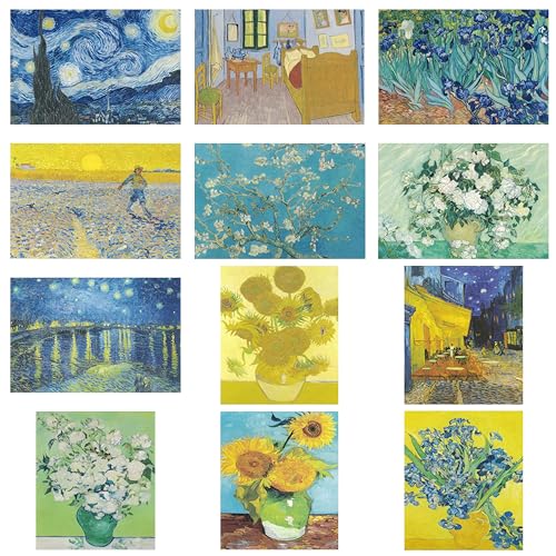 ゴッホ ポストカードコレクション 12枚セット はがき 葉書 Postcard Vincent van Gogh 名画 ひまわり・星月夜・アイリス おしゃれ 絵画 アート レトロ 便箋 ギフト