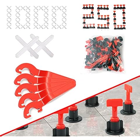 Tile Leveling System Kit with 250pcs Tile Leveler & 5 Special Wrenches & 1000pcs 2mm Tile Spacers Cover