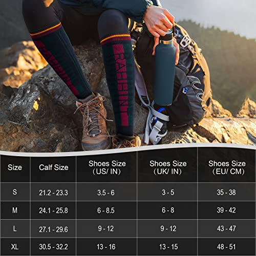 Rahhint Merino Wool Ski Socks 2-Pack, Compression Knee High Thermal Socks Womens Mens For Skiing Snowboarding Cold Weather #TOP5