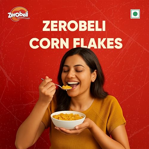 Image of Zerobeli Delicious Low Fat Golden Corn Flakes 1kg Super Saver Pack - 0% Cholesterol and Trans Fat Free