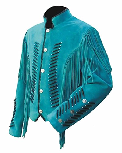 Classyak Western Style Leather Jacket Fringed & Bones2