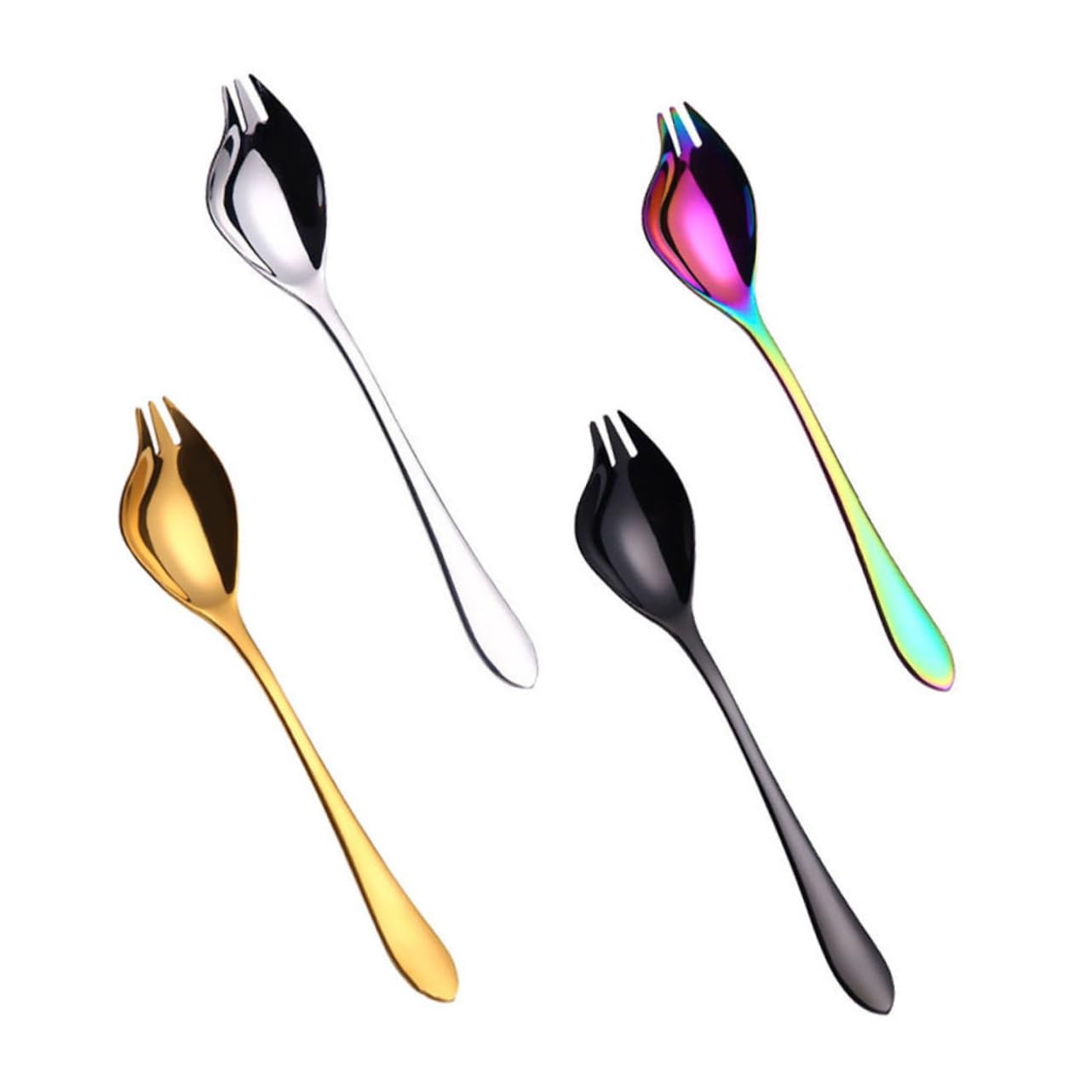 OFFSCH Salad Mixing Spoon Set 4pcs Stainless Steel Salad Serving Spoons Ergonomic Handles for Family Reunions