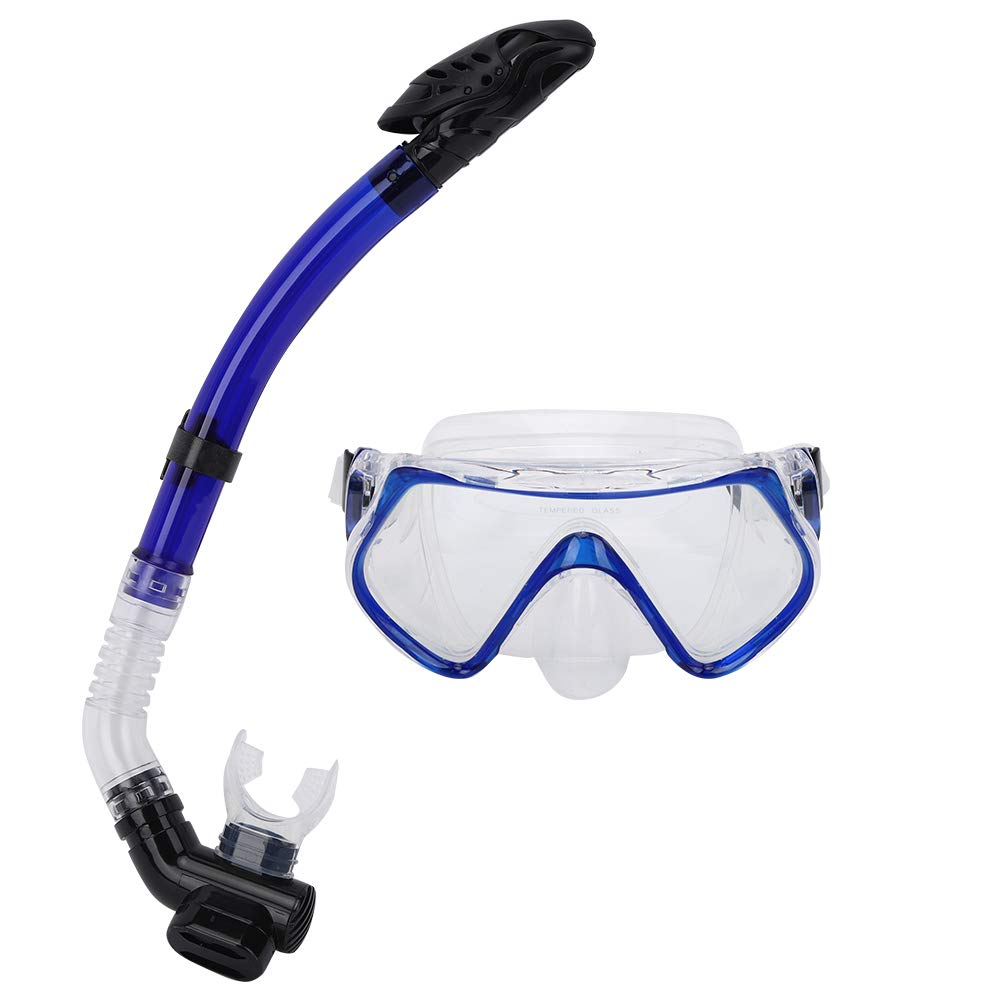 Máscara de Buceo con Marco Grande, Gafas de natación, Gafas antivaho para esnórquel, Tubo de respiración seco Impermeable para Nadar en o Negro
