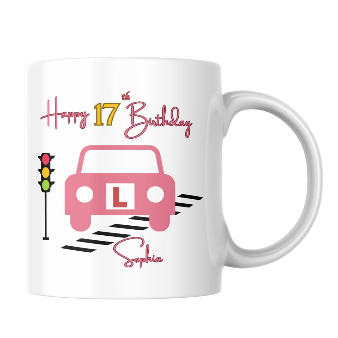 Personalised New Learner Driver Birthday Mug, Happy 17th Birthday Mug, New Learner Driver Gift