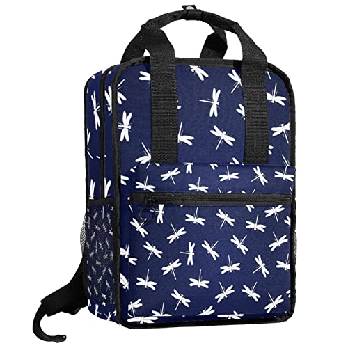 Sac à dos pour garçons motif libellule bleu blanc avec sangle ajustable taille unique
