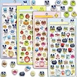 [YAYAMIYA] 4枚セットまめっち めめっち くちばっち たまごっち 3d 立体 可愛い ステッカー キラキラ デコシール ごほうび 子供 貼り付け可能 贈り物 DIY用 手帳用