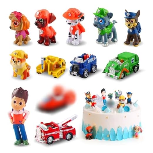 Decoracion para Tartas Infantiles, 12 Piezas Patrulla Dog Decoracion Tartas Cumpleaños, Figuras Tarta, Decorar Tartas de Cumpleaños, Adornos Tartas Cumpleaños