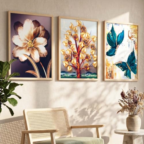 Image of kotart Paintings Modern Art Wall Decor Framed Paintings for Bedroom Room Living Room - Framed Wall Posters /Multicolor,Set of 3 (Art 1, 13x17 inch)