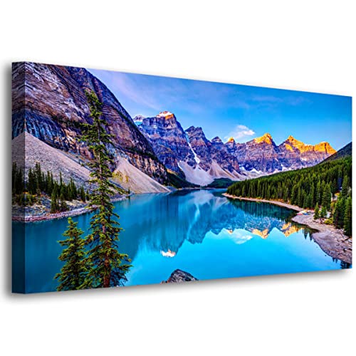 Image of Wall Art Lake Mountain Landscape Picture Print Canvas Wall Art Modern Giclee Artwork Home Decor Stretched and Framed Ready to Hang,2cm Thick Frame, Waterproof Artwork