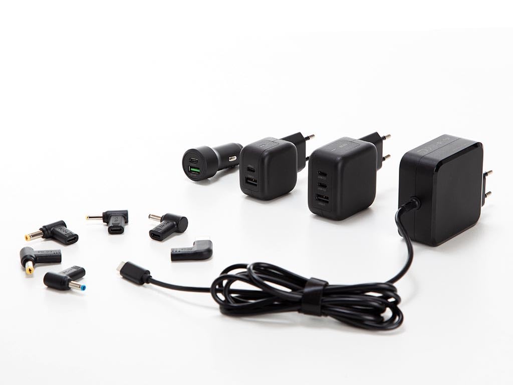 HQ-Power Cargador rápido Universal GAN con Cable USB-C, 1,8 m, 1x USB-C, para Smartphones iOS/Android, portátiles y tabletas, 5 Veces más rápido, Compacto e Ideal para Viajar, 100 W, Negro