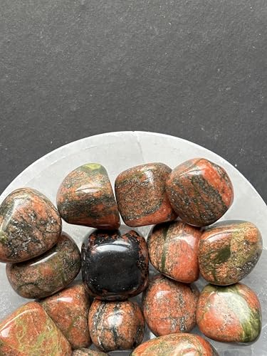 Image of Tumbled Stones, Natural Crystal Healing Stones, Home Office Decor, Aquarium Decorative Pebbles, Vase Fillers (Unakite, 100)