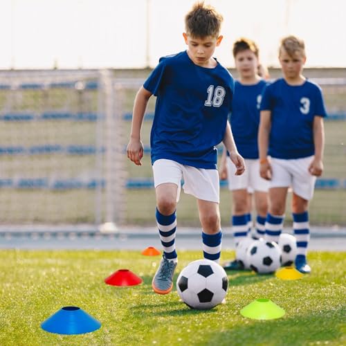 65 Pack Agility Soccer Cones for Training, Reusable Sports Cones for Drills with Mesh Bag, Training Cones for Soccer Practice, Football, Basketball - Disc Cones Training Equipment (Mixed Color) - Thumbnail 7