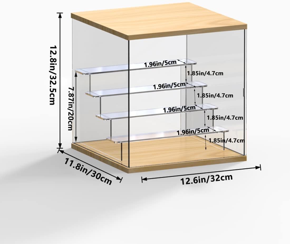 Vitrine pour Collection, 5 Niveaux Vitrine Acrylique Transparente avec Porte et Marches, Plexiglas Boite de Rangement Anti-Poussière pour Funko Pop, Figurines, Maquette, 32x30x32,5 cm