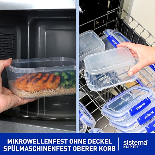 Sistema KLIP IT PLUS auslaufsichere Vorratsdosen | 2 x 1L & 2,2 L | luftdichte und stapelbare & ineinander stellbare Frischhaltedosen für Meal Prep mit Deckel | Brotdosen für Pause | BPA-frei, 3 Stück