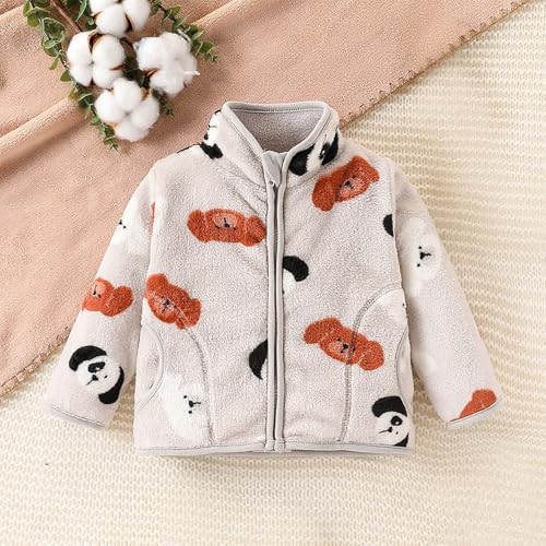 Kids Dog Printed Fleece Jacket Toddler Baby Boys Girls Coats Winter Warm Sherpa Lining Outerwear Soft Lightweight2