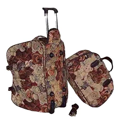 Combo Kit Mala De Viagem Com Rodinhas E Mala De mão ursinho Crú + Almofada