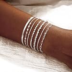 Kyerlyn Dainty Bracelets pour les femmes, 14K Bracelet en or/argent Stack tendance imperméable ajustable à la couche de lien Bracelet Set de mode minimaliste