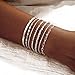 Kyerlyn Silver Bracelets for Women Trendy Waterproof Silver Dainty Bracelet Stack Adjustable Layered Bracelet Set Minimalist Fashion Jewelry
