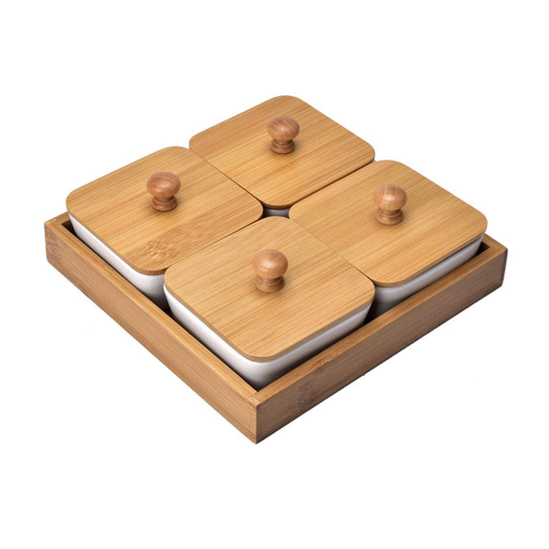 RUNLAIKEJI Ceramics Appetizer Serving Tray, Fruit Platter Tray for Parties, Divided Serving Tray with Lid, for Veggies, Candy and Snacks