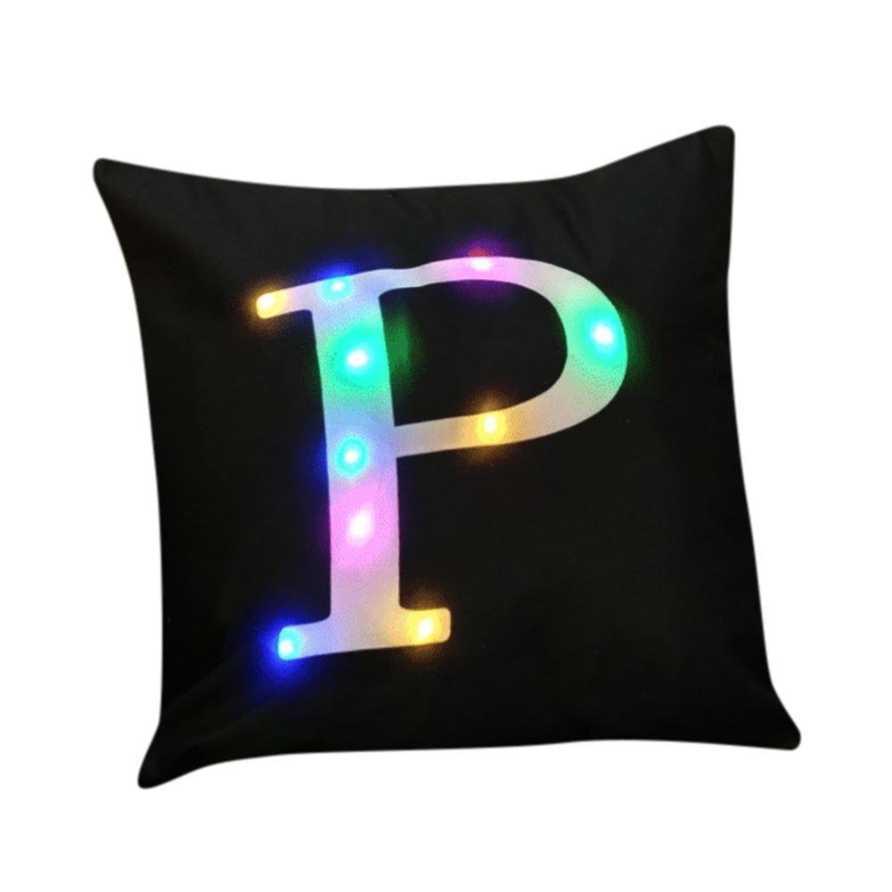 Zuodu P Creative Led Colorful Flashing Velvet Letter Cushion Cover Illow Cover Bar Arty Festival Gift Use 18”X18” Or 45Cm X 45Cm 1Pc