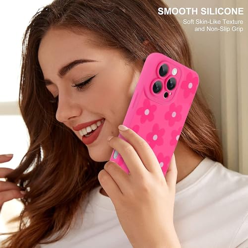 Image of ZIYE for iPhone 16 Pro Max Case Hot Pink Flower Pattern Phone Case