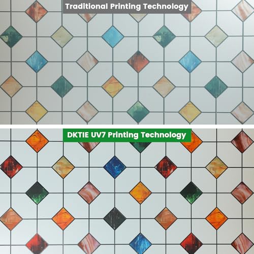 Image of DKTIE Stained Glass Window Film Geometric Patterns 35.4in X 78.7in