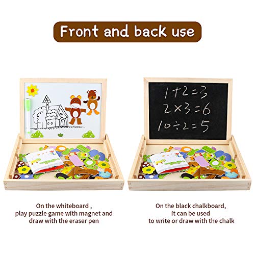 image for Gemileo Educational Toys Wooden Magnetic Drawing Board for Kids Animal