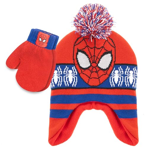 Image of Marvel Spider-Man Boys Winter Hat and Mitten Set, Beanie Hat and Gloves