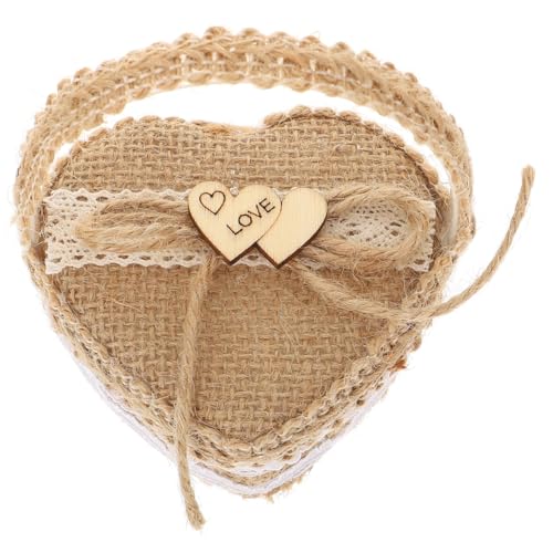 Anneome Cesta De Anillos Diseño Retro Forma De Para Bodas y Propuestas Caja De Joyas Tejida Lazo De Arpillera Para Decoración y Almacenaje De Anillos caja de joyas