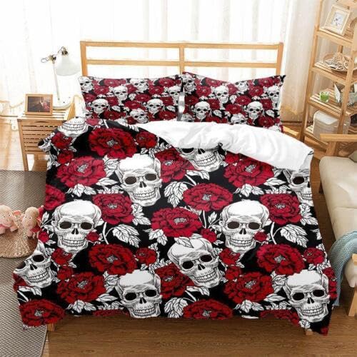 Funda nórdica cama 90 de esqueleto rojo suave y transpirable para noches cómodas