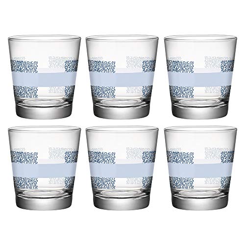 Queensway Home & Dining Set of 6 Coloured 240ml Drinking Tumbler Glassware Modern (Blue)