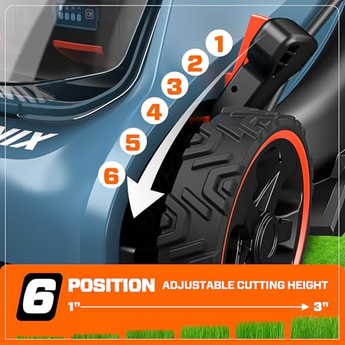 SENIX 40V 15'' Cordless Lawn Mower - 1.3 Bushels Grass Bag, (2) 4Ah Batteries & 3.0A Charger Included