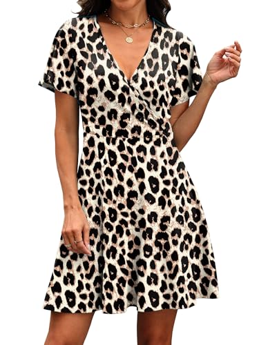 Image of RUMIA Women Casual Dresses Wrap V Neck Dress A-Line Summer Sundress Fashion