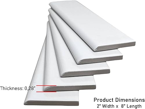 Miniatura 4 de Tenedos Azulejo de cerámica brillante de 2 x 8 pulgadas para acabado de bordes en baño, cocina, salpicadero y paredes de ducha (caja de 5 piezas)