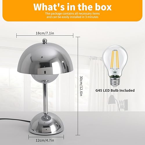 Miniatura 5 de Lámpara de mesa con control táctil para dormitorio, lámparas de noche regulables de 3 vías con cable, pequeña luz cálida para sala de estar,