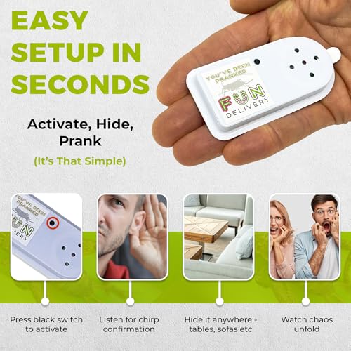FUN delivery Frickin’ Cricket – Hidden Chirping Sound Prank Device for Adults, Offices, Parties – Realistic Annoying Noise Maker Gag Toy with Irregular Sounds