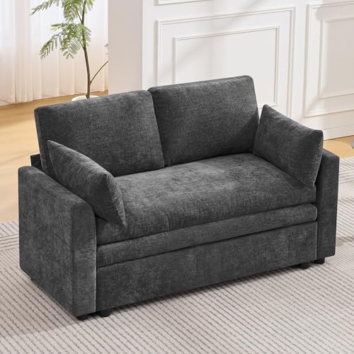 Image of 51 inch Sectional Loveseat Couches with Comfy Deep Dual-Layer Cushion, 2 Seater Couch, Modern Modular Love seat Sofa, Chenille Sofas for Living Room, Apartment, Grey