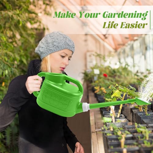 Image of 1 Gallon Watering Can, Garden Watering Can Outdoor, Plant Water Can with Removable Long Spout and Stainless Steel Sprinkler Head, Plastic Indoor Watering Cans for Gardening Flower Plants