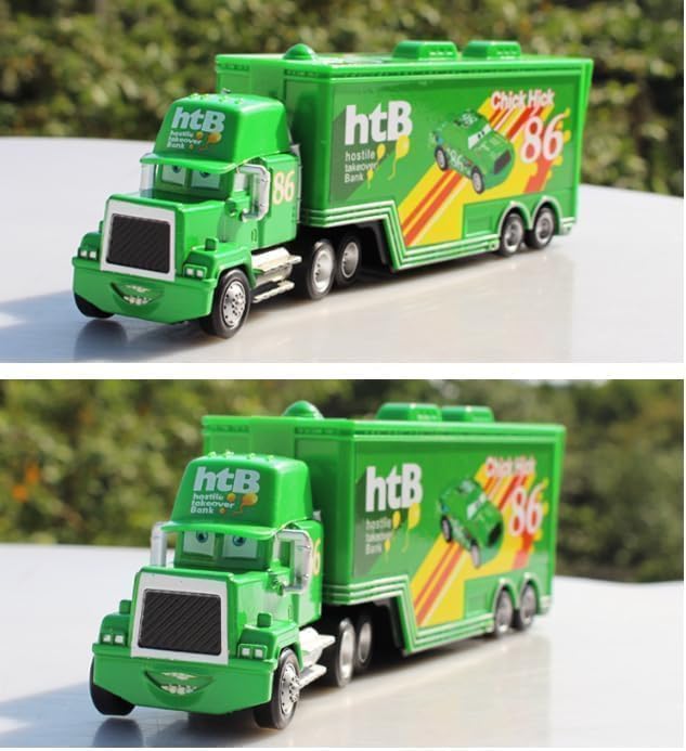 Cars 2pcs Container Truck Lightning Uncle 1:55 Model Metal Diecast Anniversary Toys for Kids (86 Race Cars + Container Carrier Truck)