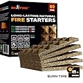 Fire Starter • 80 pcs Natural Fire Starters 15+ Min Burn Time Firestarters for Indoor Fireplace, Campfires & Camping, Wood Stove, Grill • Water Resistant and Long-Lasting