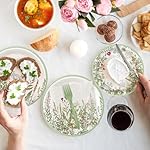 JarThenaAMCS 100Pcs Spring Wildflower Party Supplies Kit Green Wild Floral Tableware Set Vintage Flower Disposable Dinnerware Forks Paper Napkins Plates for 25 Guests Birthday Wedding Favors - Image 5