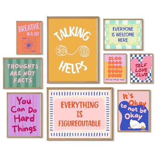Mental Health Wall Art Child Psychology Canvas Poster Therapy Office Wall Decor Inspirational Prints Motivational Pictures Affirmations Artwork Counselor Painting for Classroom 8x10x9 Inch Unframed