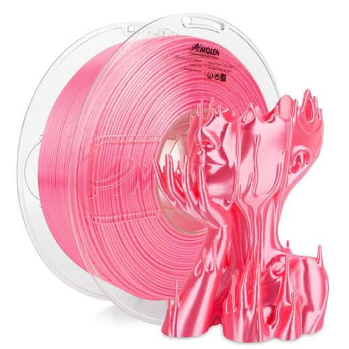 Image of AMOLEN Silk PLA 3D Printer Filament, Shiny Silk Pink PLA Filament 1.75mm, High Speed 3D Printing PLA Filament for Most 3D Printer, 1kg Spool(2.2lbs)
