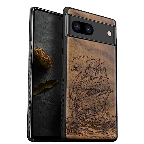 Coque pour Google Pixel 7a silicone TPU bumper antichoc en bois