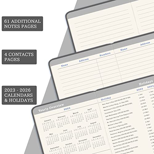 2023-2026 Pocket Planner/Calendar - Monthly Pocket Planner/Calendar 2023-2026 With Pen Loop, Jul. 2023 - Jun. 2026, 6.6" X 3.7", Inner Pocket And 61 Notes Pages - Grey #TOP3