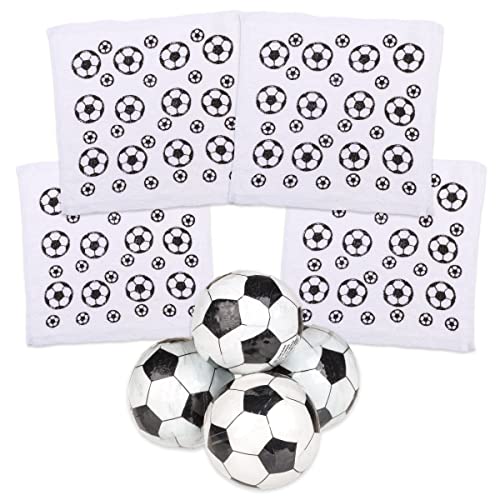 MIK funshopping Magisches Handtuch Waschlappen Sets - Mitgebsel, Kindergeschenk, Tombola (4er Set Fußbälle) – Ansicht 1