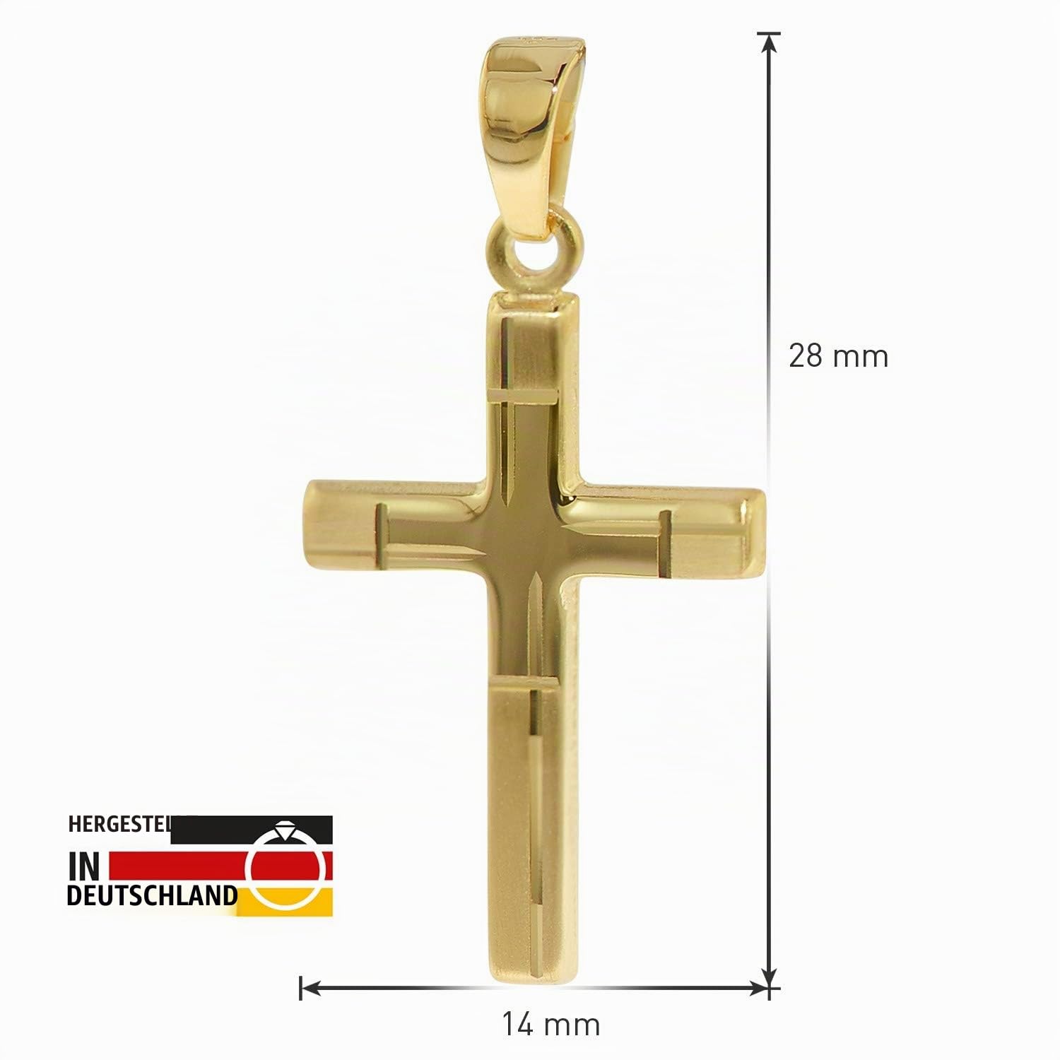 trendor Kreuz-Anhänger Gold 333 mit goldplattierter Halskette 35751