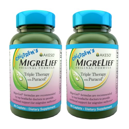 MigreLief Children's Triple Therapy with Puracol - Nutritional Support for Pediatric Neurological Health &amp; Comfort - 60 Caplets Each (Pack of 2)