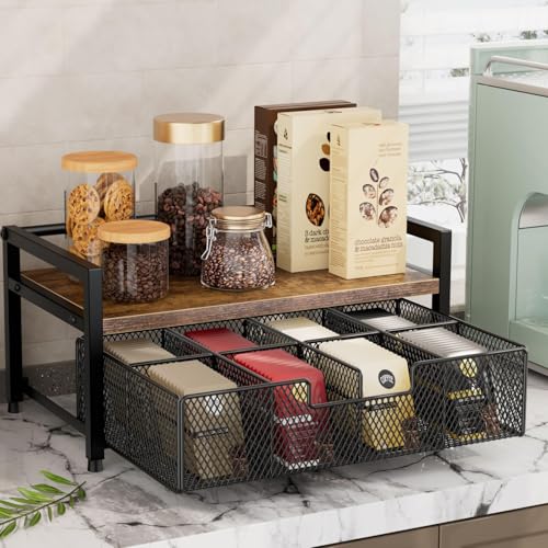 Étagère en bois et métal avec tiroir de rangement 8 compartiments pour la maison - 4
